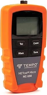 TEMPO NC-100 NETcat Micro Wiring Test Tool, Ethernet Coax Testing, Digital Cable Tester for Voice, Data, Video, Coax, Ethernet (NC-100)