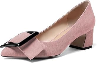 Eldof Pointed Toe Pumps,Classy 2 Inches Block Heel Chic Pumps, Confort Buckle Heel for Office Wedding Dress