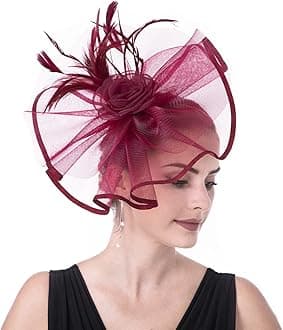 Lucky LeafGirl Lady Hat Headwear Organza Church Feather Clip Fascinators Hat Wedding Party Kentucky Derby Cap for Women