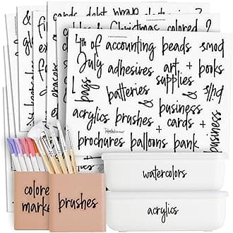 Office & Craft Stickers - 212 Pack, Black Water-Resistant Vinyl - Home & Office Organization - Classroom & School Supplies