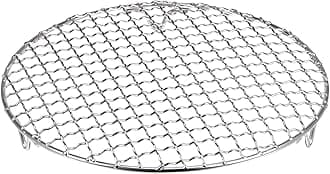 HARFINGTON Round Cooking Rack 9.5-inch 201 Stainless Steel Cross Wire Barbecue Grill Net with 20mm Legs for Cooking Baking Steaming BBQ