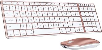 seenda Bluetooth Keyboard and Mouse Combo for Mac, SKM64-2 Rechargeable Slim Wireless Keyboard Mouse, 3 Multi-Device Connection, Compatible for Mac, MacBook Pro/Air, iPad, iPhone, White Rose Gold