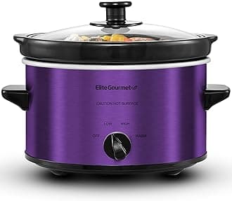 MST-275XP Electric Slow Cooker, Adjustable Temp, Entrees, Sauces, Stews & Dips Dishwasher-Safe Glass Lid & Ceramic Pot, 2Qt Capacity, Stoneware, Purple