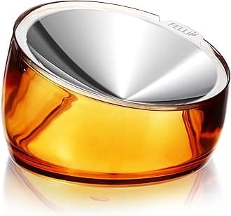 Pet Whisker Stress Friendly Raised Angled Cat Wet Food Bowl Stainless Steel Shallow Dish Tilted, Anti Vomit, Slanted Feeding Plate Metal Elevated Acrylic Flat Faced Dog (0.5 Cups, Gold)