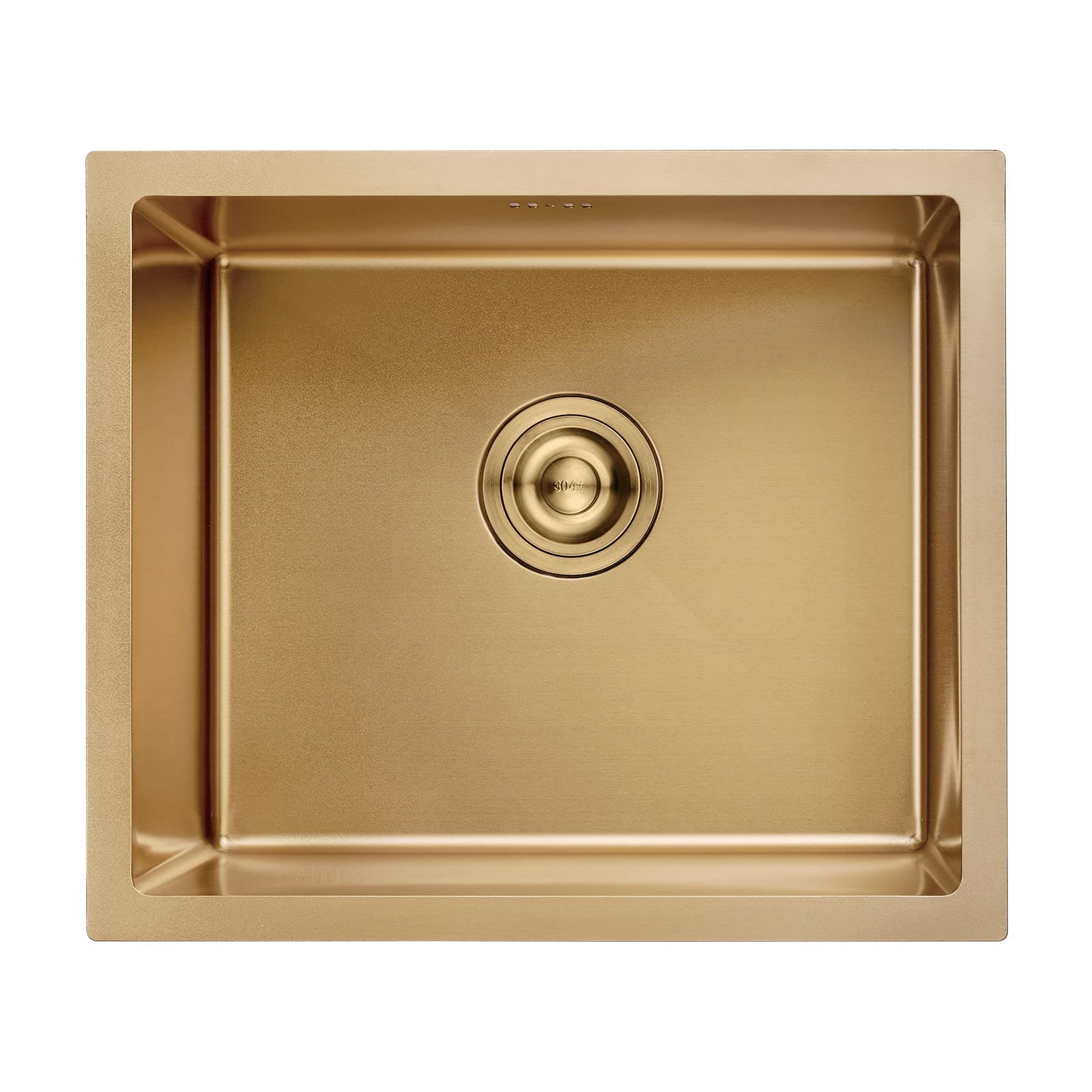 Stainless Steel Kitchen Sink, 50 x 43cm, Undermount Kitchen Sink Drop in, Topmount Single Bowl Outdoor Campervan Sink with Drainer Fittings, Gold M85043G