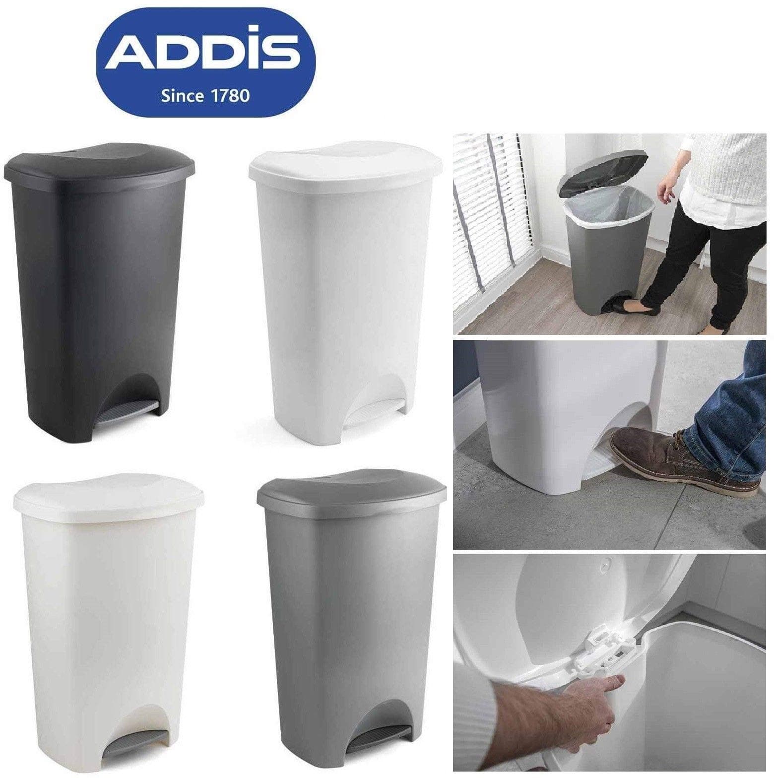 Plastic 50Ltr Pedal Bin White