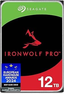 Seagate IronWolf, Pro 12TB, Enterprise Internal NAS HDD – CMR 3.5 Inch, SATA 6GB/s, 7,200 RPM, 256 MB Cache for RAID NAS - Frustration Free Packaging (ST12000NTZ01)
