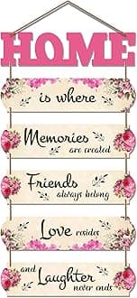 Artvibes Home Is Where Memories Are Created Decorative Wall Art MDF Wooden Wall Hanger for Living Room | Decor Hanging Ornaments | Home Quotes Wall Hanging | Modern Decor | Wall Poster(WH_6602N)