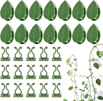 LUCKJUJU 100 Pcs Plant Climbing Wall Fixture Clips Self-Adhesive Hook Vines Traction Clips Invisible Holder Garden Green Leaf Simulation Self-Adhesive Hook Wire Fixing Supporting