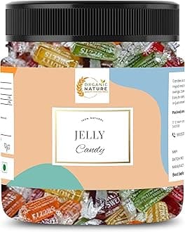 Organic Nature Jelly Candy Chocolate Fruits Flavour Mix Flavours Jar Pack (300 Grams (Pack of 1 of 300 Grams))