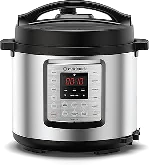 Nutricook Smart Pot Eko, 1000 Watts - 9 In 1 Instant Programmable Electric Pressure Cooker, 6 Liters, 14 Smart Programs, Brushed Stainless Steel/Black + Tempered Glass Lid, 2 Years limited Warranty