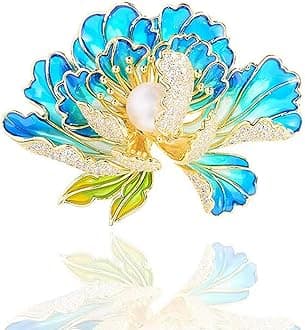 Dainty Flower Brooch Pin Graceful Cubic Zircon Peony Pearl Enamel Badges Lapel Pins Trendy Banquet Party Jewelry Accessories Gift for Women