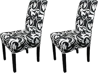 Printed High-Back Chair Covers for Dining Room Chairs – Spandex Stretch, Universal Armless Chair Protective Slipcover for Kitchen, Wedding, Party, Banquet & Hotel, Abstract Zebra - Black, Pack of 2