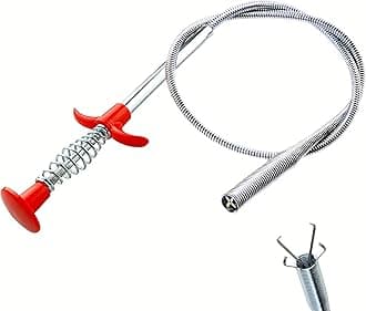 - Flexible Drain Clog Remover Tool, Extra Long Plumbing Snake Hair Catcher with 4-Prong Grabber Claw, Heavy-Duty Spring Reacher for Kitchen Sink, Bathroom Tub, Sewer & Dropped Items (24 inch)