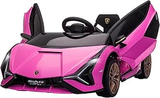 Lamborghini Sian Licensed 12V Electric Car for Kids 2 Motors Toy Car with Remote Control Music Lights MP3 for 3-5 Years Pink