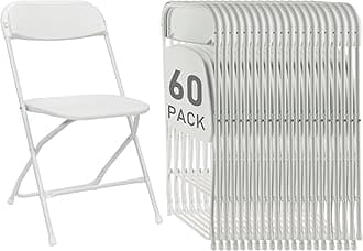 60 Pack White Plastic Folding Chairs, Portable Party Chairs, Stackable Commercial Seats with Steel Frame for Home Office Wedding Party Indoor Outdoor Events Chairs, 350lbs Capacity