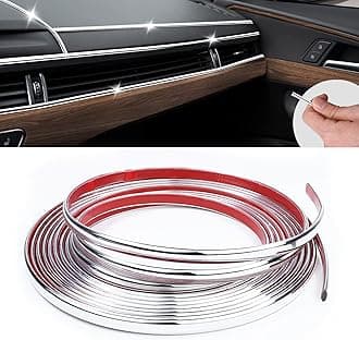 16Ft Chrome Car Trim Strip, Self-Adhesive Automotive Exterior and Interior Side Body Moulding, 1/4 inch (6mm) Scratch-Proof Silver DIY Accessories for Decorate Bumper Door Window