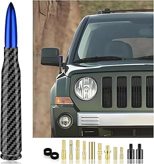 Car Bullet Antenna with 13 Car Antenna Replacement Accessories,Truck Antenna Decoration Compatible with Chevrolet Dodge Toyota GMC Jeep Ford (Blue)