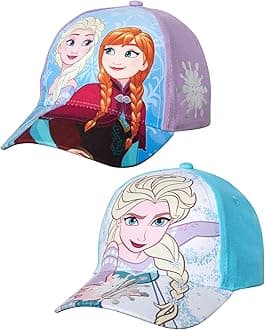 Girls' Frozen Baseball Cap - 2 Pack Princess Elsa and Anna Curved Brim Strap Back Hat (2T-7)