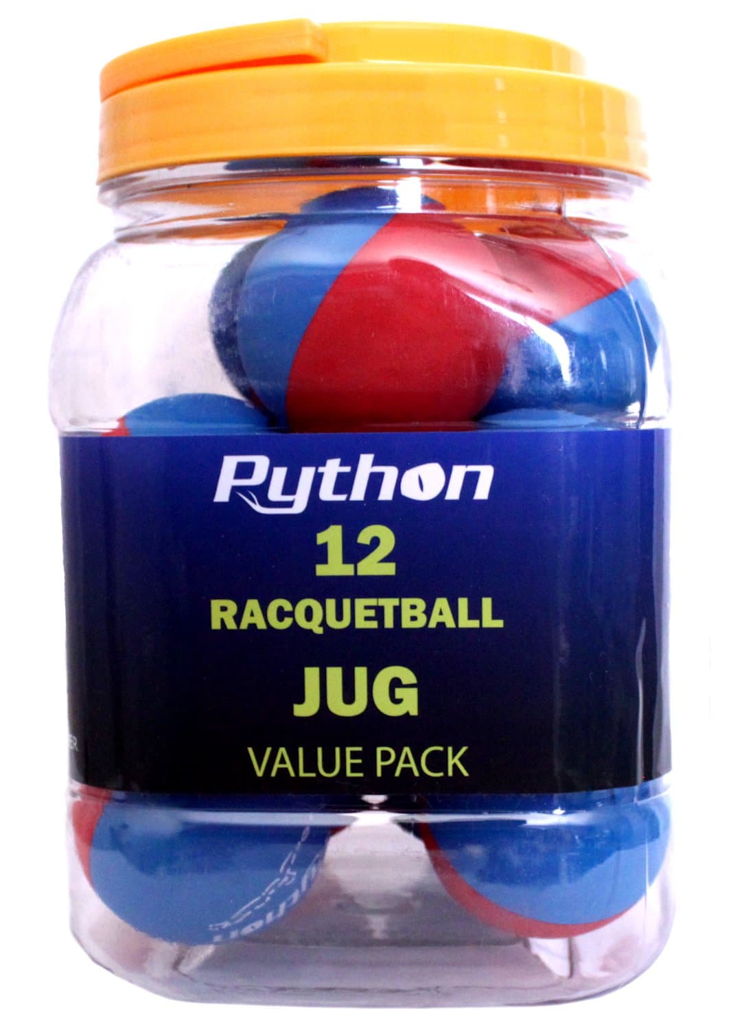 Python RG Multi Colored Racquetballs (Value Pack - 12 Ball Jug/Endorsed by Racquetball Legend Ruben Gonzalez!)