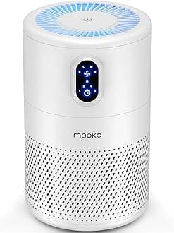 Air Purifiers for Home Large Room up to 1076ft², H13 True HEPA Air Filter Cleaner, Odor Eliminator, Remove Smoke Dust Pollen Pet Dander, Night Light, B-D02L White