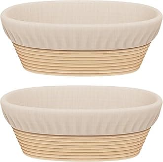 Sondiko Oval Bread Proofing Basket (2 Pack), Handmade Banneton Bread Proving Basket Brotform with Bread Lame, Dough Scraper, Proofing Cloth Liner for Sourdough Bread, Baking, (9.9 x 6 x 3 inches)