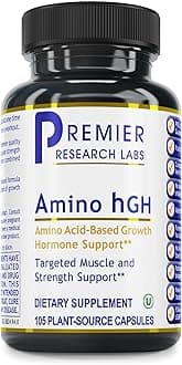 Premier Research Labs Amino HGH - Contains L-Arginine, L-Lysine, L-Ornithine & Alpha-Ketoglutarate - Supports Healthy Production of Amino Acid-Based Growth Hormone - 105 Plant-Source Capsules