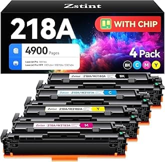 218A Toner Cartridge 4-Pack High Yield with Chip Replacement for HP 218A 218X Toner Compatible with HP Color Laserjet Pro MFP 3301cdw 3301fdw 3301sdw 3201dw Printer W2180A Black Cyan Magenta Yellow
