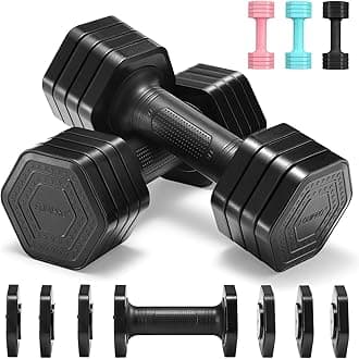 EQUIPRO Adjustable Dumbbell Set, 4 in 1 Free Weights Dumbbells Set for Women, Weights for Women at Home, 2lb 3lb 4lb 5lb with TPU Soft Rubber Handle for Home Gym Exercise Training