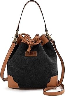 Montana West x Lee Bucket Bag for Women Drawstring Hobo Purses Crossbody Shoulder Handbags with Detachable Straps