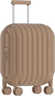 artrips Carry On Luggage with 8 Spinner Wheels,18'' Spinner Luggage,PC Lightweight Hardside Luggage,Travel Suitcase with Bread Design,TSA Lock,Brown,Carry On 18-Inch,40L