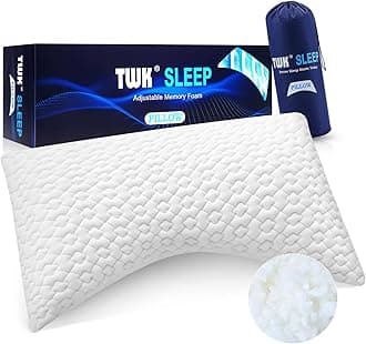 TWK Original Adjustable Bed Pillow for Sleeping, Good for Side, Back & Stomach Sleeper with Washable Removable Cover, Additional Foam Fill Included
