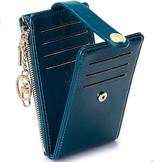 POIUGOYASlim Wallet for Women,RFID Blocking Bifold Credit Card Holder with Zipper Coin Pocket,ID Window,Keychain