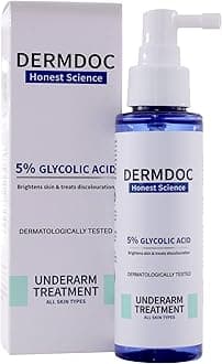 DERMDOC 5% Glycolic Acid Underarm Spray (100ml) | Multipurpose Exfoliating Toner | 3.38 Fl oz