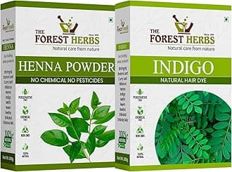 THE FOREST HERBS Natural care from nature 100% Pure & Henna and Indigo Powder (Organically Grown) for Hair & Hair Color - Each 100Gms