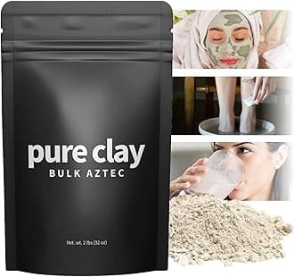 Pure Clay Bulk Aztec Organic Bentonite Clay Food Grade Pouch 2 lb Resealable Bag Calcium Bentonite for Masks & Soaks, Premium Detox for Face Mask, Foot Powder, Bath, Poultice, and Cleansing Routines.
