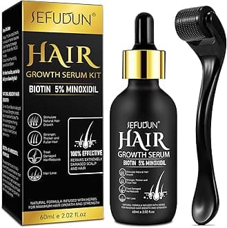 5% Minoxidil Hair Growth Serum Kit, Hair Regrowth Treatment for Scalp Hair Loss and Thinning, With Biotin - 2.02 Fl oz, 1 Month Supply