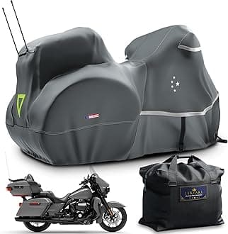 - Motorcycle Cover with Side+Top Box LI LIBZAKI Heavy Duty 600D Waterproof for Touring Models Harley Davidson Ultra Limited,Road Glide Limited, Gold Wing,Road Master,Indoor & Outdoor Storage/Gray