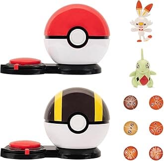 Pokémon Surprise Attack Game - 2-Inch Larvitar and Scorbunny with Poké Ball and Ultra Ball plus 6 Attack Discs