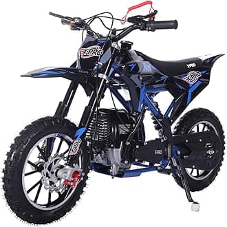 X-PRO Hawk Mini Dirt Bike, Gas Power 4 Stroke Dirt Bike! 40CC Pit Bike, Pull Start, 10" Wheels! (Blue(New Decals))