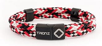 Zen Loop Duo Magnetic Field Therapy Wristband for Women & Men Featuring Patented ANSPO Technology (Black/Red/Silver, Small)