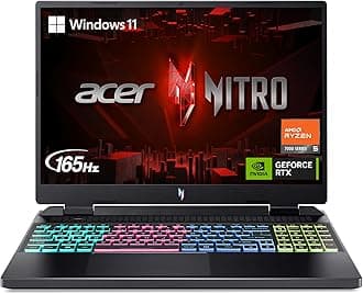 Acer Nitro 16 Gaming Laptop | AMD Ryzen 5 7640HS Hexa-Core CPU | NVIDIA GeForce RTX 4050 Laptop GPU | 16" WUXGA 165Hz IPS Display | 8GB DDR5 | 512GB Gen 4 SSD | WiFi 6E | RGB Backlit KB | AN16-41-R148