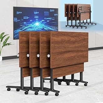 6-8 Person Conference Table Folding Conference Table for Office,Training, Seminar,Schools Modern Wood Conference Meeting Room Table Large Rectangular Conference Room Tables (4, Walnut, 71in)