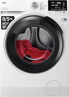 7000 Series Washer Dryer 8kg Wash/5kg Dry Load LWR7185M4B, Prosteam Freestanding Washer Dryer using 96% less water, 1400rpm Spin, Energy Class A, White