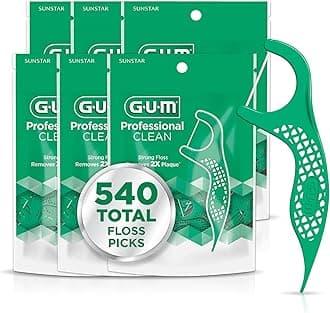 Professional Clean Floss Picks - Extra Strong Shred-Resistant Floss, Easy Grip Handle - Dental Flossers for Adults - Fresh Mint Flavor, 90 Count (Pack of 6) 540 Total
