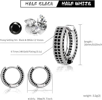 TOPGRILLZ Iced Out Hoop Earrings Cubic Zirconia Huggie Cartilage Cuff Hypoallergenic 14K Gold Plated Luxury Fashion Round Circle Earrings For Men Women