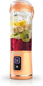 Ninja Blast Portable Blender, Cordless, 18oz. Vessel, Personal Blender for Shakes & Smoothies, BPA Free, Leakproof Lid & Sip Spout, USB-C Rechargeable, Dishwasher Safe Parts, Orange Apricot, BC151AO