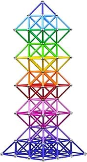 Veatree 206Pcs 2.28" Magnetic Building Sticks Blocks, Magnet Educational STEM Toys for Kids and Adult, 3D Puzzle with Storage Bag