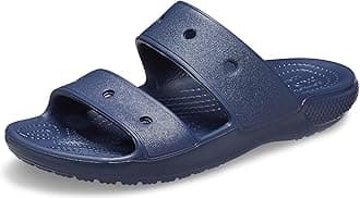 Crocs Unisex Classic Two-Strap Slide Sandals, Navy, 8 Women/6 Men