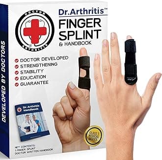 Dr. Arthritis Doctor Developed Finger Splint Trigger Finger Brace - Middle, Ring & Pointer Finger Splint - Finger Splints for Straightening (Black S/M, 2 Pack)